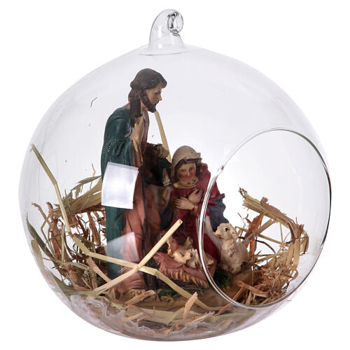 Holy Family in glass sphere Naples nativity scene d 15 cm h 12 cm 3