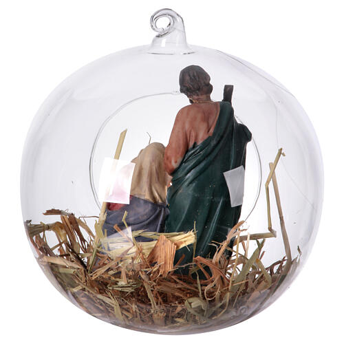 Holy Family in glass sphere Naples nativity scene d 15 cm h 12 cm 4