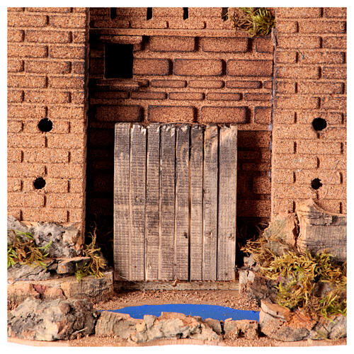 Krippenszenerie, Burg mit beweglicher Zugbrücke – neapolitanischer Stil, 8 cm Krippe, 30×25×25 cm 3