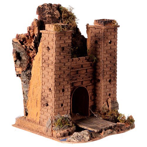 Krippenszenerie, Burg mit beweglicher Zugbrücke – neapolitanischer Stil, 8 cm Krippe, 30×25×25 cm 5