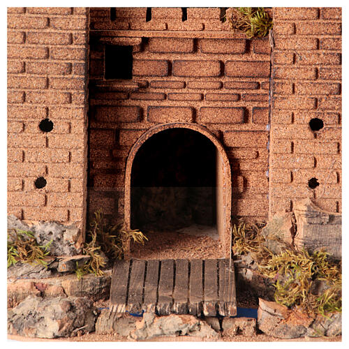 Castle with opening drawbridge for 8 cm Neapolitan Nativity Scene, 30x25x25 cm 2