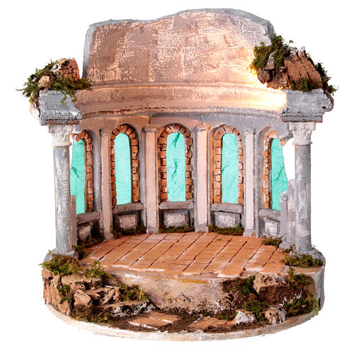 Tempio tondo finestre presepe napoletano 10-12 cm 40x45 cm  1