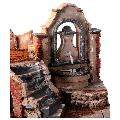 Krippenszenerie, Tempel mit Brunnen und Weinkeller – neapolitanischer Stil, 10–12 cm Krippe, 40×35×25 cm 2
