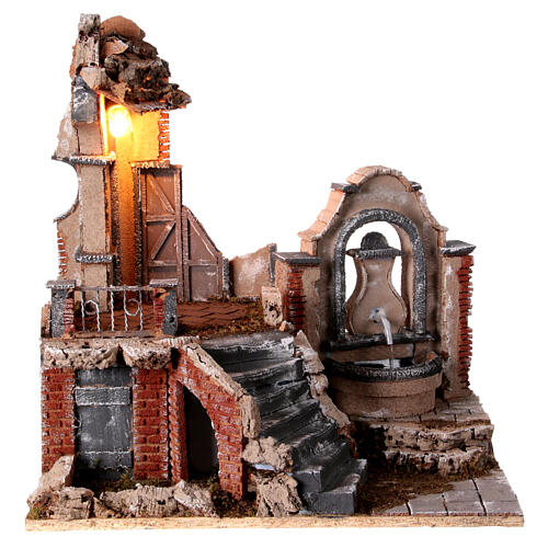Temple with fountain and basement for 10-12 cm Neapolitan Nativity Scene, 40x35x25 cm 1