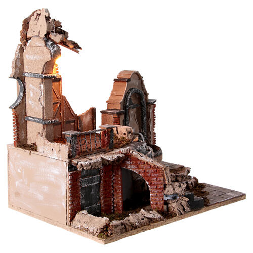 Temple with fountain cellar Neapolitan nativity scene 10-12 cm 40x35x25 cm 5