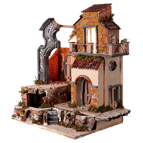 Krippenszenerie, Tempel im Stil des 18 Jahrhunderts – neapolitanischer Stil, 10–12 cm Krippe, 50×40×30 cm 3