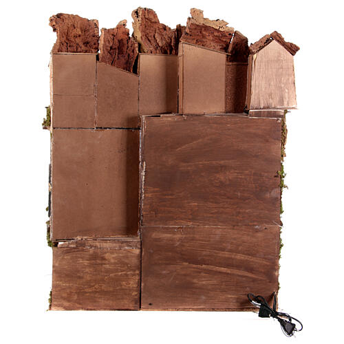 Krippenszenerie, neapolitanisches Bergdorf mit Meerblick, Brunnen und Mühle – Stil des 18. Jahrhunderts, 10 cm Krippe, 85×65×60 cm 10