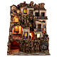 Perched village with sea, fountain and mill for 10 cm Neapolitan Nativity Scene of 18th century style, 85x65x60 cm s1