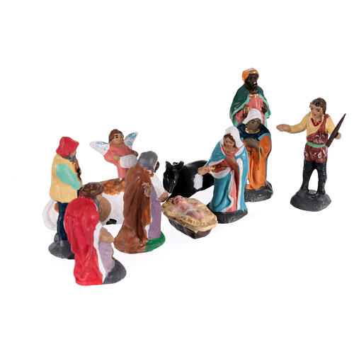Set of 11 for 5 cm Neapolitan Nativity Scene: Nativity, angel shepherds and Wisemen 3