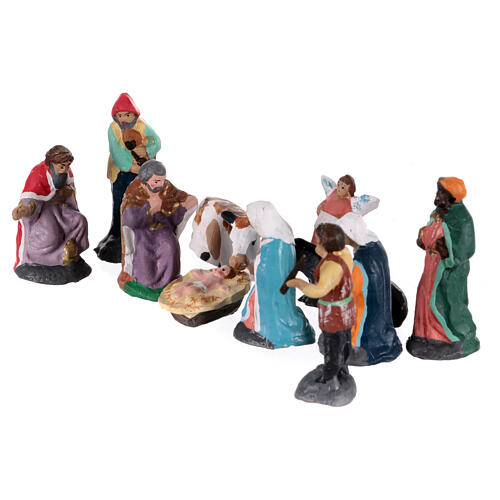 Zestaw 11 elementów z figurami Maryi, Józefa, anioła, pasterzy i Trzech Króli do szopki, 5cm 2