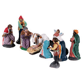 Conjunto presépio napolitano 5 cm 11 peças Natividade anjo pastores e Reis Magos