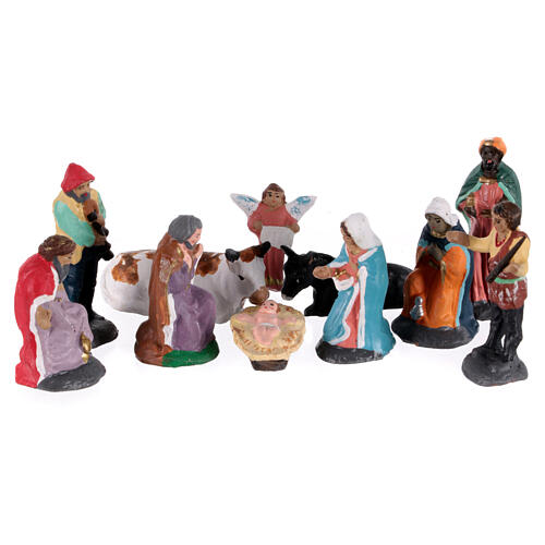 Conjunto presépio napolitano 5 cm 11 peças Natividade anjo pastores e Reis Magos 1