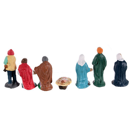 Conjunto presépio napolitano 5 cm 11 peças Natividade anjo pastores e Reis Magos 4