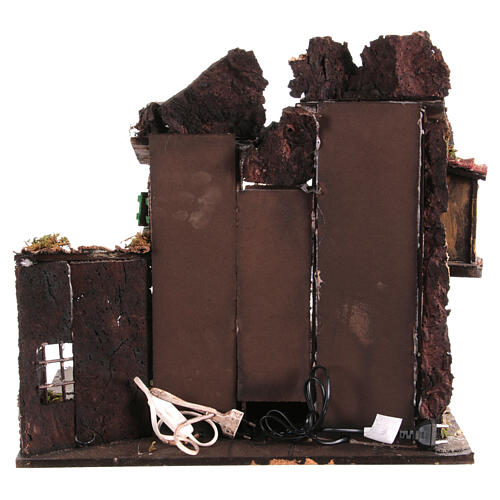 Krippenszenerie, neapolitanisches Dorf mit Brunnen, Treppen und Häusern – Stil des 18 Jahrhunderts, 8–10 cm Krippe, 50×50×40 cm 6