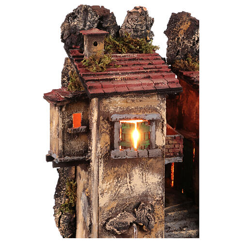 Village for nativity scene 8-10 cm Neapolitan 18th century style fountain houses steps windows 50x50x40 cm 4