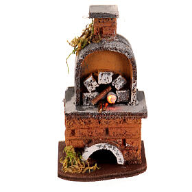 Holzofen mit Beleuchtung, neapolitanische Krippe, für 6 cm Krippe – 10 × 5 × 10 cm