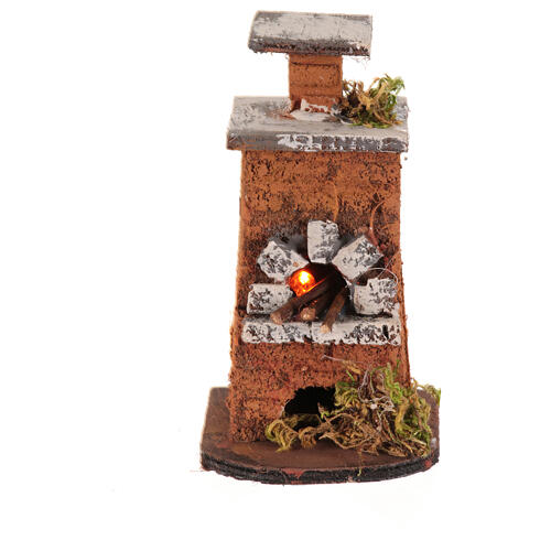 Holzofen mit Beleuchtung, neapolitanische Krippe, für 6 cm Krippe – 10 × 5 × 10 cm 1