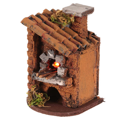 Holzofen mit Beleuchtung, neapolitanische Krippe, für 6 cm Krippe – 10 × 5 × 10 cm 6