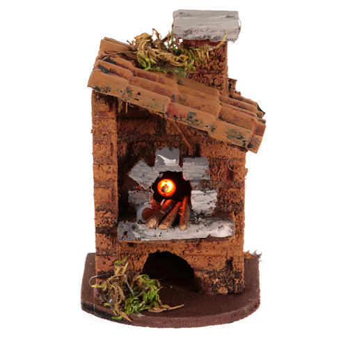 Forno a lenha presépio napolitano 6 cm com luz 10x5x10 cm 3