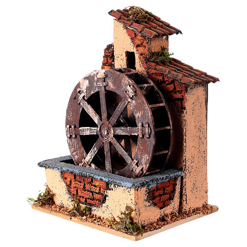 Młyn wodny 6 cm do szopki neapolitańskiej, 20x15x10 cm z kołem 2