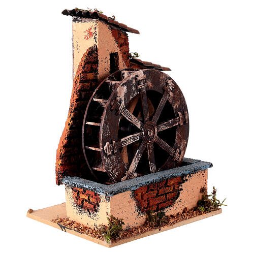 Młyn wodny 6 cm do szopki neapolitańskiej, 20x15x10 cm z kołem 3