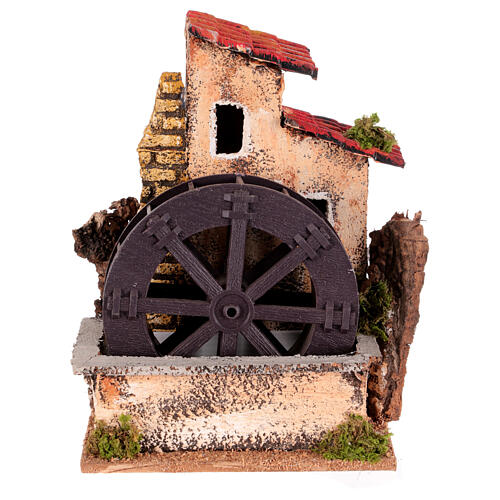 Water mill 6 cm Neapolitan nativity scene 20x15x10 cm wheel 1