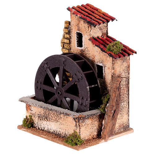 Water mill 6 cm Neapolitan nativity scene 20x15x10 cm wheel 3