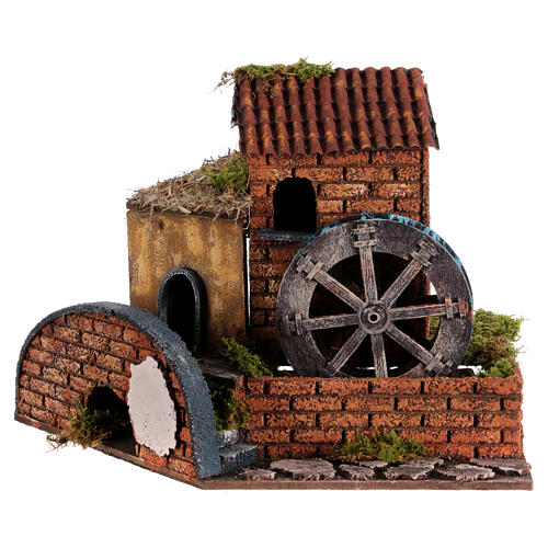 Electric mill wheel for nativity scene 6 cm Neapolitan 18th century style 20x30x20 cm 1