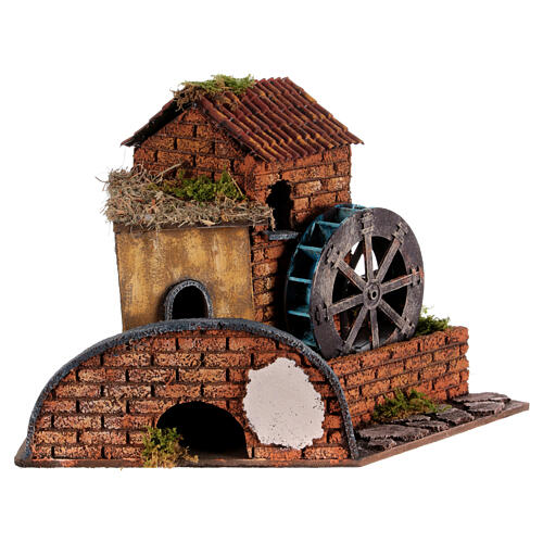 Electric mill wheel for nativity scene 6 cm Neapolitan 18th century style 20x30x20 cm 3