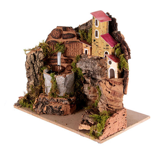 Fontaine avec village miniature crèche napolitaine 10 cm 15x20x10 cm 2