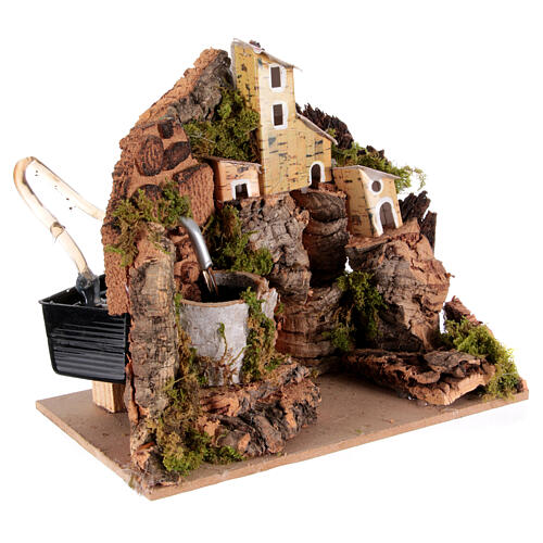 Fontaine avec village miniature crèche napolitaine 10 cm 15x20x10 cm 3