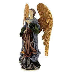Angel with trumpet, resin and fabric, Celebration Nativity Scene of 30 cm