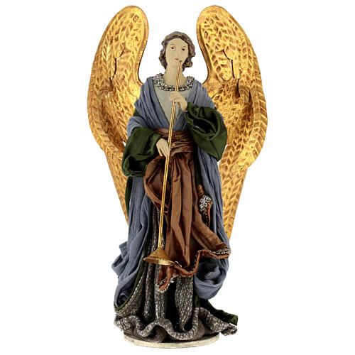 Angel with trumpet in resin and fabric for Celebration nativity scene 30 cm 1