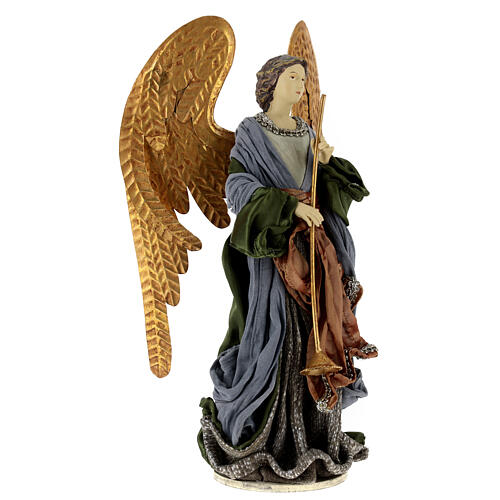 Angel with trumpet in resin and fabric for Celebration nativity scene 30 cm 3