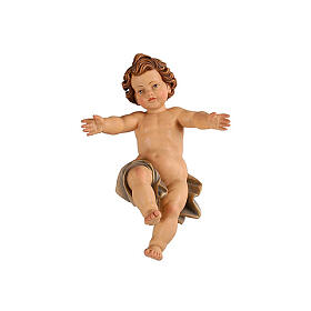 Infant Jesus without his crib, painted wood, 9.5 cm Heimatland Nativity Scene of Val Gardena