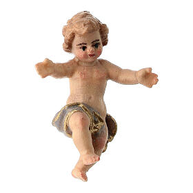 Infant Jesus without his crib, painted wood, 9.5 cm Heimatland Nativity Scene of Val Gardena