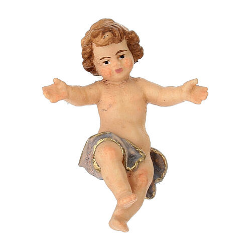 Baby Jesus statue 12 cm colored wood Heimatland Val Gardena nativity scene 1