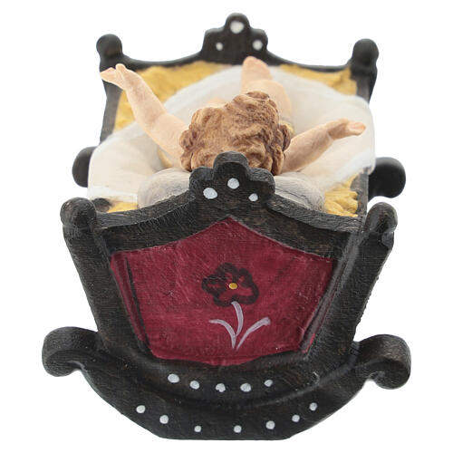 Jesuskind in Bauernwiege, Set, 2-teilig, Holz coloriert, für 12 cm Heimatland-Krippe, Grödner Kunsthandwerk 7