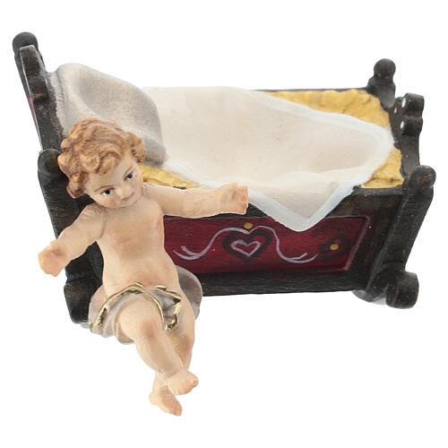 Infant Jesus with crib, Heimatland Nativity Scene of 12 cm, painted wood from Val Gardena 3