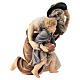 Shepherd on his knees with a child, painted wood, 9.5 cm Heimatland Nativity Scene of Val Gardena s2