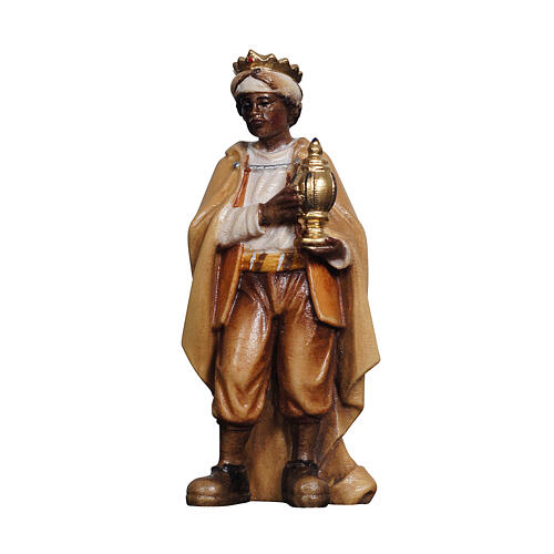 Moor Wise Man, painted wood, 9.5 cm Heimatland Nativity Scene of Val Gardena 2
