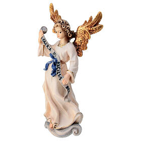 Angel of Glory flying, Heimatland Nativity Scene of 12 cm, painted wood from Val Gardena