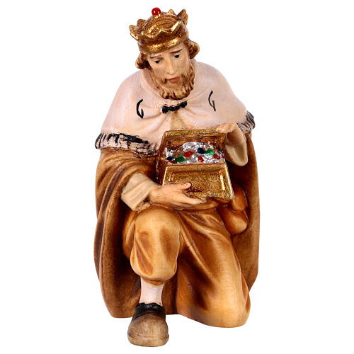 Wise Man on his knees, Heimatland Nativity Scene of 12 cm, painted wood from Val Gardena 1