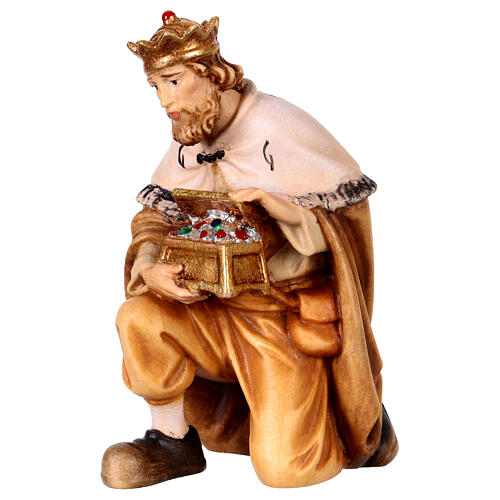 Wise Man on his knees, Heimatland Nativity Scene of 12 cm, painted wood from Val Gardena 2