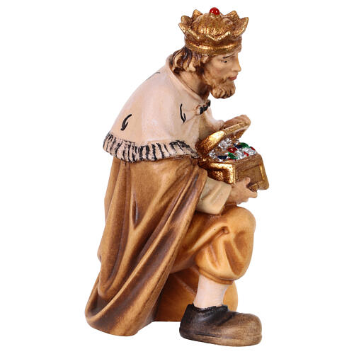 Wise Man on his knees, Heimatland Nativity Scene of 12 cm, painted wood from Val Gardena 3