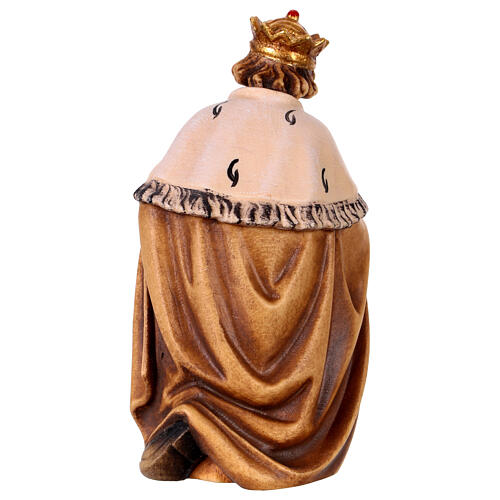 Wise Man on his knees, Heimatland Nativity Scene of 12 cm, painted wood from Val Gardena 4
