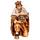Wise Man on his knees, Heimatland Nativity Scene of 12 cm, painted wood from Val Gardena s1