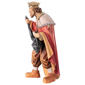 White Wise King Heimatland nativity scene with gold 12 cm colored wood Val Gardena