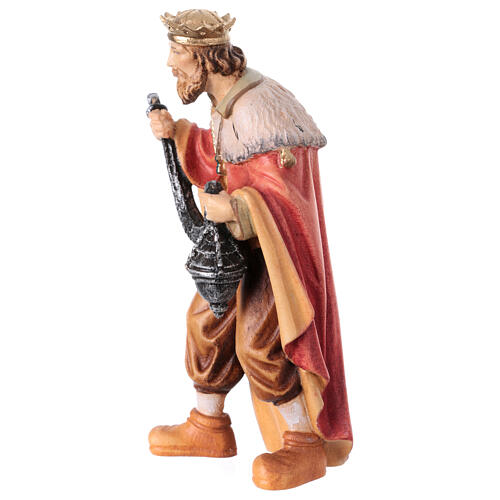 White Wise King Heimatland nativity scene with gold 12 cm colored wood Val Gardena 2
