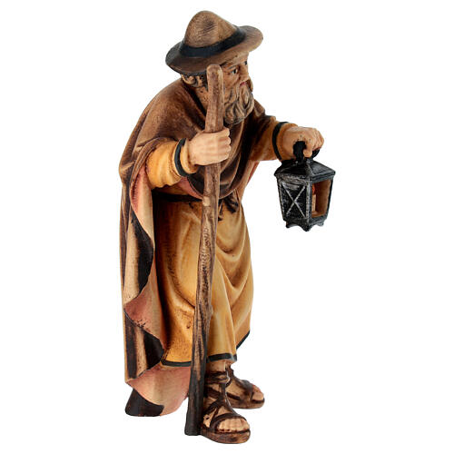 Shepherd with a lantern and a crook for Heimatland Nativity Scene of 12 cm, painted wood, Val Gardena 3